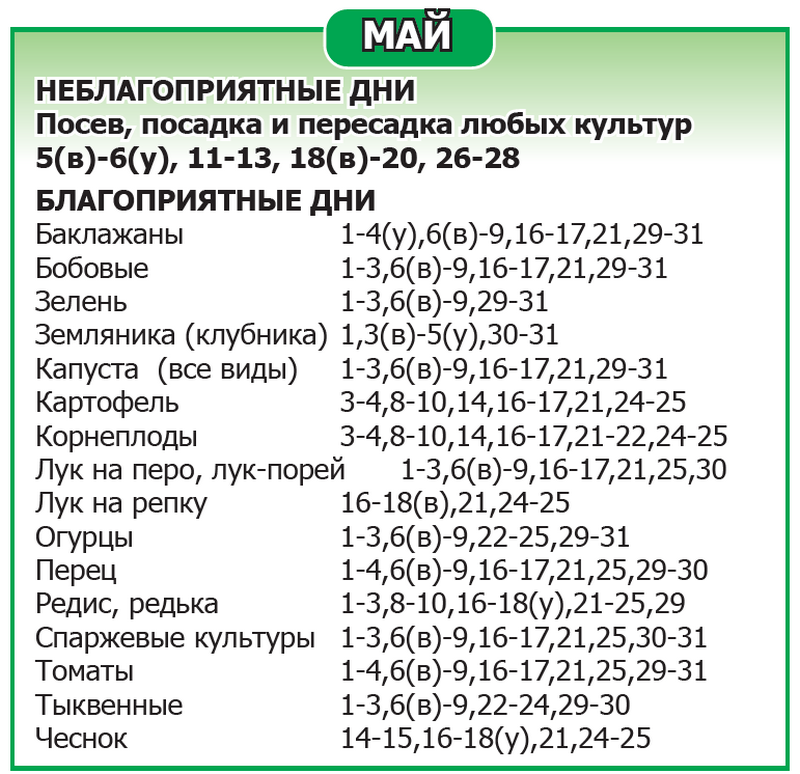 Лунный календарь 2025 год Май